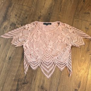For Love & Lemons Pink Lace Top
